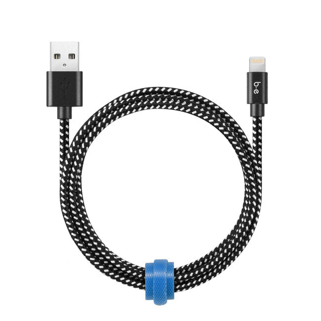 Blu Element - Braided Charge/Sync Lightning to USB Cable 4ft Zebra