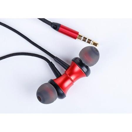 Bulk Packaging Stereo Headset with Silver Metal Housing & Braided Cable Gun Metal Wired Headphones and Earphones
