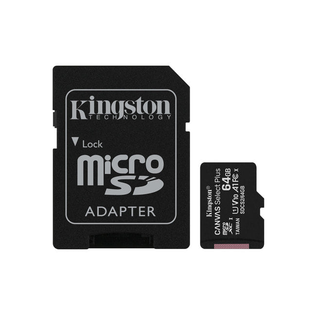 Kingston - 64GB microSDXC Canvas Select Plus Class 10 Flash Memory Card SDCS2