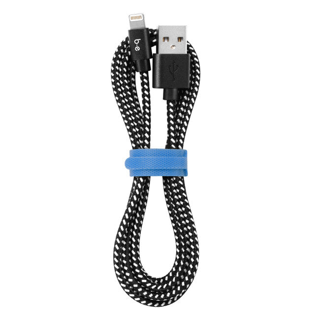 Blu Element - Braided Charge/Sync Lightning to USB Cable 4ft Zebra
