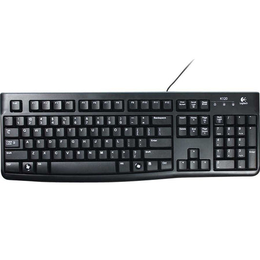 Logitech K120 Wired Keyboard for Windows, Plug and Play, Full-Size, Spill-Resistant, Curved Space Bar, Compatible with Pc, Laptop