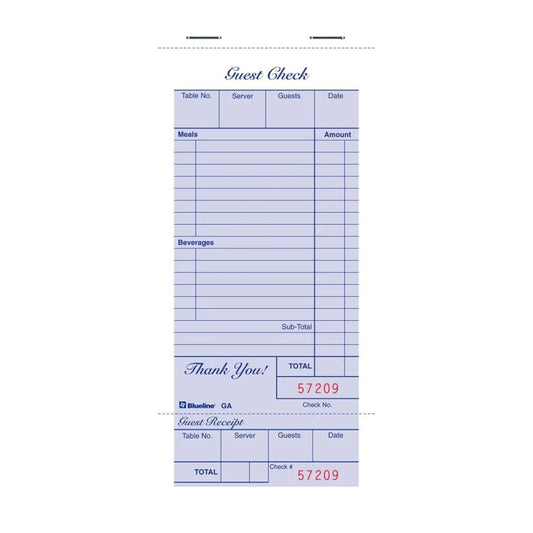 Blueline® Restaurant Invoices with Stub